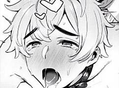 Intense moaning during bisexual masturbation with lube leading to cum and orgasm