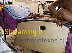Ebony milf in Texas with wet hair