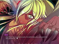 Lucy experiences intense kissing and orgasm in lesbian anime game!