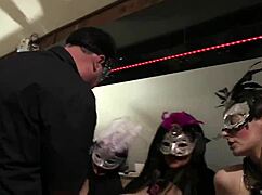 four of us at the masquerade ball got crazy in a wild orgy, man!