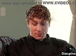 A closeted guy seduces his cooking instructor in the kitchen