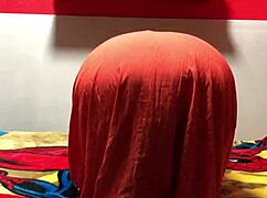 the prostitute asks what color her thong is while showing off her ass in stockings