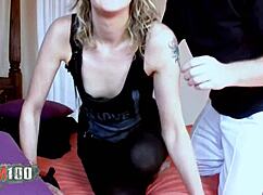 look at this skinny french slut taking that monster cock in her big pussy