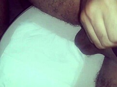 shaved dick in the bathroom getting stroked 😏