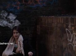 zarinas indian teen flashes outdoor while fingering oriental pussy