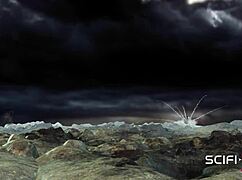 Japanese Girl in Cuffs Endures Deepthroat and Doggystyle in Sci-Fi Bunker