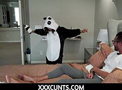 Fucking tiny teen whore in panda costume