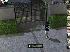 big tits bouncing wildly at the gym in anime game