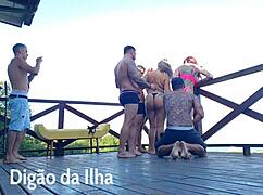 This balcony orgy is so hot and wild