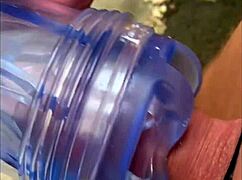 Using fleshlight toy indoors and outdoors, man.