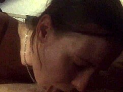 Sloppy blowjob with spitting and messy deepthroat on cock