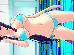 Akeno Teases Sex In Public Pool Hentai Scene