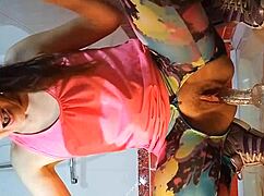 Pee And Dildo Masturbation In Gym Shower!