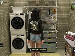 Fashionbusiness inserts his cock into pussy in the men's toilet during 3D hentai game