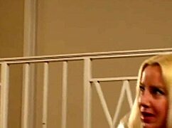 Hot blonde gives intense blowjobs to horny guys