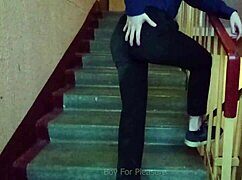 Can you believe I’m jerking off on stairs after school?
