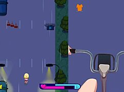 Exhibitionist girl rides dildo on bike in public hentai scene