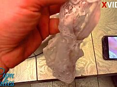 framed girlfriend's panties get stolen and filled with cum