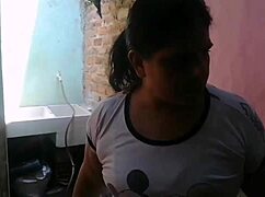 The maid works by movin her big latina ass while I watch her, she makes my dick hard. I can't resist her big tits.