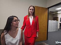 intense emotions in hardcore office threesome with laney and madison