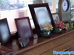 Ebony realtor adrian maya assists client in home viewing