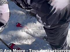 Ava Moore Surprised by Skiers While Pleasuring Her Ass in Public Orgasm