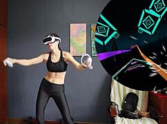 Intense VR workout with dancing exercises.