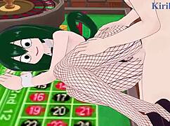 Nejire Hado and Tsuyu Asui with Izuku Midoriya in Bunny Girl Hentai Action