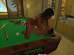 Detailed scene of playing on the pool table