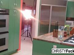 Christy Mack Teases Her Big Tits and Wet Pussy in the Kitchen