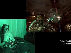 naked brunette bbw with big natural tits plays deadspace part 8 in casual gaming session