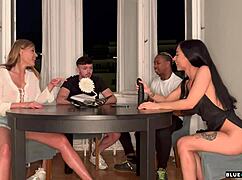 Board game night with friends turns into crazy group sex for all