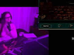 brunette bbw exposes big natural tits in game