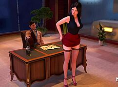 feeling the gentle touch of a leg massage with breasts in this fashion business scene