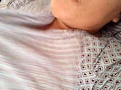 naughty girl moans while masturbating her wet pussy in the bedroom