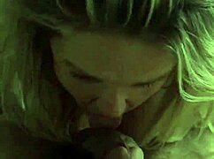 hot blonde plays with dick