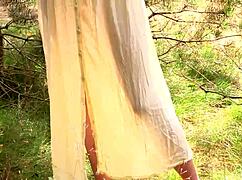 Nicole Strips Boldly in Nature, Embracing Her Shaved Teen Body with Wild Confidence.