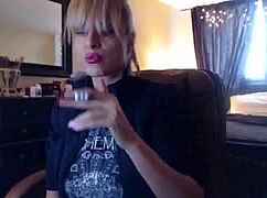 Sandi Squirts Smoking Brown Cork Cigarettes