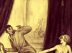 Bold vintage erotic cartoon illustration.