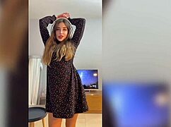 Blonde Teen Bent Over Tight While Listening To Music