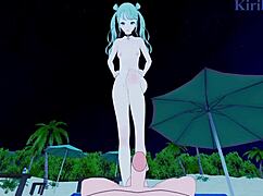 in this hentai, hatsune miku from vivid bad squad has intense sex with a creampie