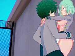 Toru hagakure and kaoruko awata have intense sex with izuku midoriya in my hero academia hentai.