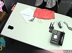 Redhead teen shoplifter with tattoo caught by mall cop 😏