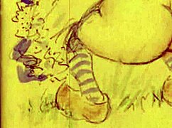 Retro vintage cartoon anime hentai illustration featuring erotic scenes