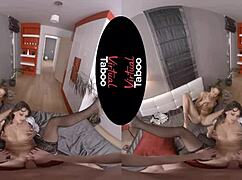 virtual taboo - slutty stepmom and daughter share cock in pov