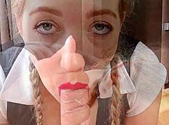 pov blowjob with lollipop and school student