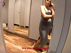 Fitting room sex with store consultant ends in cum swallow