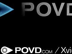 hey, this pov slut gives a hot striptease and sucks big cock