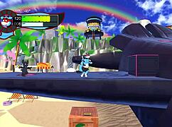 Oh so hero gay hentai with endless cumshot and hot footjob on beach