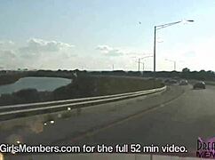 Hot blonde flashes naked in backseat for close-up!